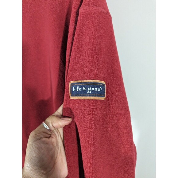 Life Is Good Red Fleece 1/4 Zip Long Sleeve Pullover Sweatshirt Men Size L - Picture 4 of 6